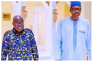 Late president Muhammadu Buhari (Right) and former president Nana Akufo-Addo