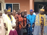 A group picture of some chiefs and the NPP parliamentary candidate who attended the ceremony