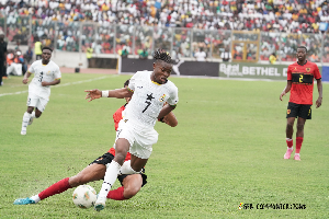 Fatawu Issahaku in action against Angola