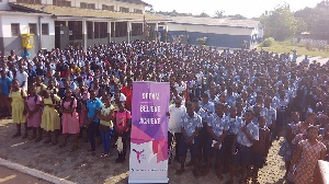 Some students of Labone SHS at the peace roadshow
