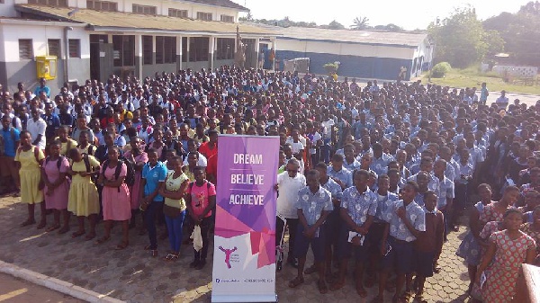 Some students of Labone SHS at the peace roadshow