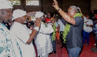 President John Dramani Mahama decorated as he campaigns at Kpone.