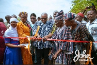 Salaga-South MP and former President John Mahama cutting the ribbon at the commissioning