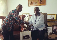 The locally made sandal were presented to the Ex-President to aid him walk majestically