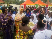 Samira Bawumia with the women of Prestea Huni-Valley during the launch of 'Obaapa' Micro Loan Scheme