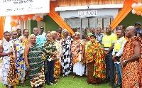 Traditional leaders and members of Anglogold Ashanti at the commissioning of the washroom
