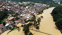 Aerial view of submerged Samreboi township