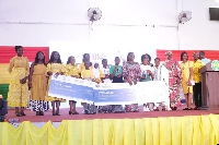 The winners in a group photo with the Minister of Communication Ursula Owusu-Ekuful