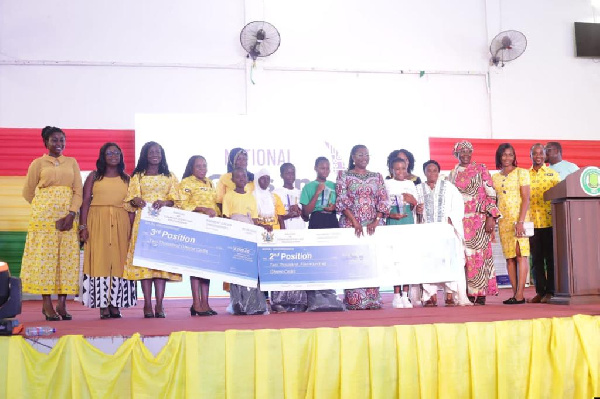 The winners in a group photo with the Minister of Communication Ursula Owusu-Ekuful
