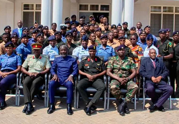 PK Amoabeng (seated, first row, third from left) with some soldiers