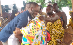 NAPO embracing Oguahyia Oduro Panin Birikoran, Edubiasehene