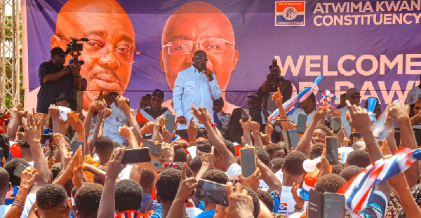 NPP Flagbearer, Dr. Mahamudu Bawumia addressing a rally