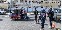 AUSSOM and Somali police officers man a road block in Mogadishu on March 16, 2025
