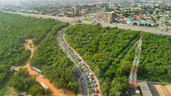 An aerial view of the Achimota Forest in Accra