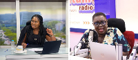 Beatrice Annan (L) engaged in a heated exchange with Ellen Daaku (R)