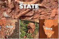 Screenshots from the video of what looks like a mass grave
