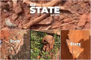 Screenshots from the video of what looks like a mass grave