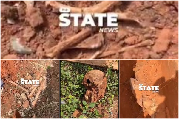 Screenshots from the video of what looks like a mass grave