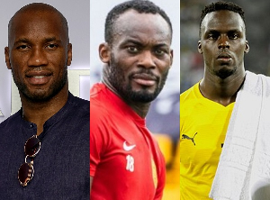 Drogba (L), Essien (M) and Mendy (L)