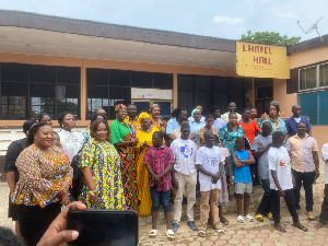 Members of Parliament's gender committee with staff and residents of the Echoing Hills Village