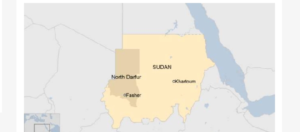A map showing the location of Sudan