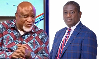 Hopeson Adorye (L) and Kwadwo Nsafoah Poku (R) clashed on TV over GN Bank license