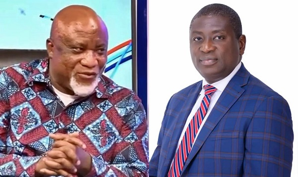 Hopeson Adorye (L) and Kwadwo Nsafoah Poku (R) clashed on TV over GN Bank license