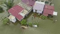 Aerial view of floods in Ga South Municipality