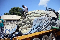 Maize imported from Tanzania is stored at Mombasa Maize Millers Ltd