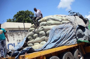 Maize imported from Tanzania is stored at Mombasa Maize Millers Ltd