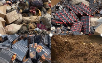 Photo collage of the destroyed items