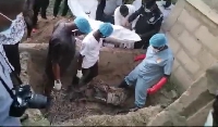 Police team exhume the remains of the deceased