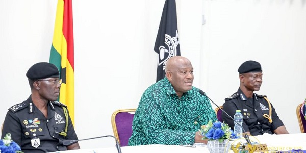 Interior Minister Henry Quartey (middle) with IGP Dampare (left) at an event in Accra