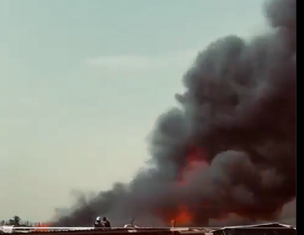 The fire has consumed multiple wooden structures