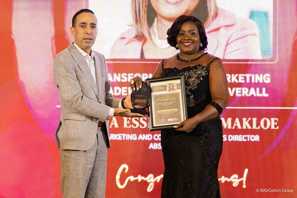 Nana Essilfuah Tamakloe, Marketing & Corporate Affairs Director, Absa Bank receives her award