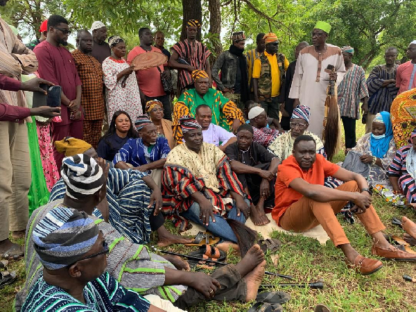Hajia Zuwera Mohammed Ibrahimah seated in the company of the  Paramount Chief and some sub-chiefs