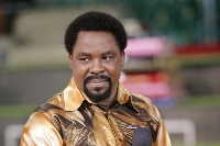 TB Joshua (above) always said the collapse was caused by a mysterious plane