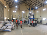 WFP officials inspecting one of the rice mills in Bolgatanga in the Upper East Region