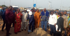 Vice President Bawumia (fourth from left) cutting the sod for the commencement of the project