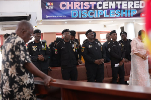 Some of the police management during their visit to churches