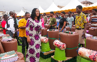 Ewurabena Aubynn presenting some of the items to the students