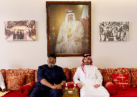 Alhaji Sinare with the Bahrain official during their encounter