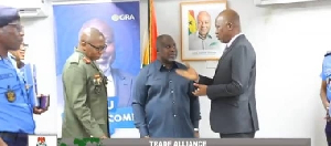 Ghanaian officials and Nigerian customs officials engage during the counterpart’s visit to Ghana.