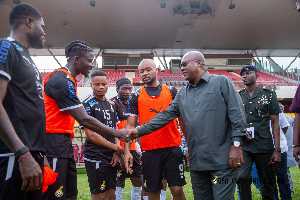 President John Dramani Mahama during his engagement with Black Stars players