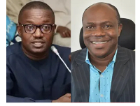 A photo collage of Energy minister John Jinapor (L) and Managing Director of ECG, David Asamoah