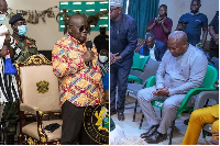 L-R: former President Nana Akufo-Addo and President John Mahama at the Bawku Naba’s palace