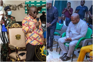 L-R: Former President Nana Akufo-Addo and President John Mahama at the Nayiri’s palace