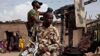 Nigerian soldiers on patrol