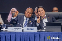 Ghana's Foreign Minister, Samuel Okudzeto Ablakwa and Kojo Choi, Ghana's Ambassador to South Korea
