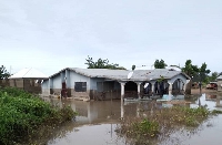 A house flooded after heavy downpour  at Yeji